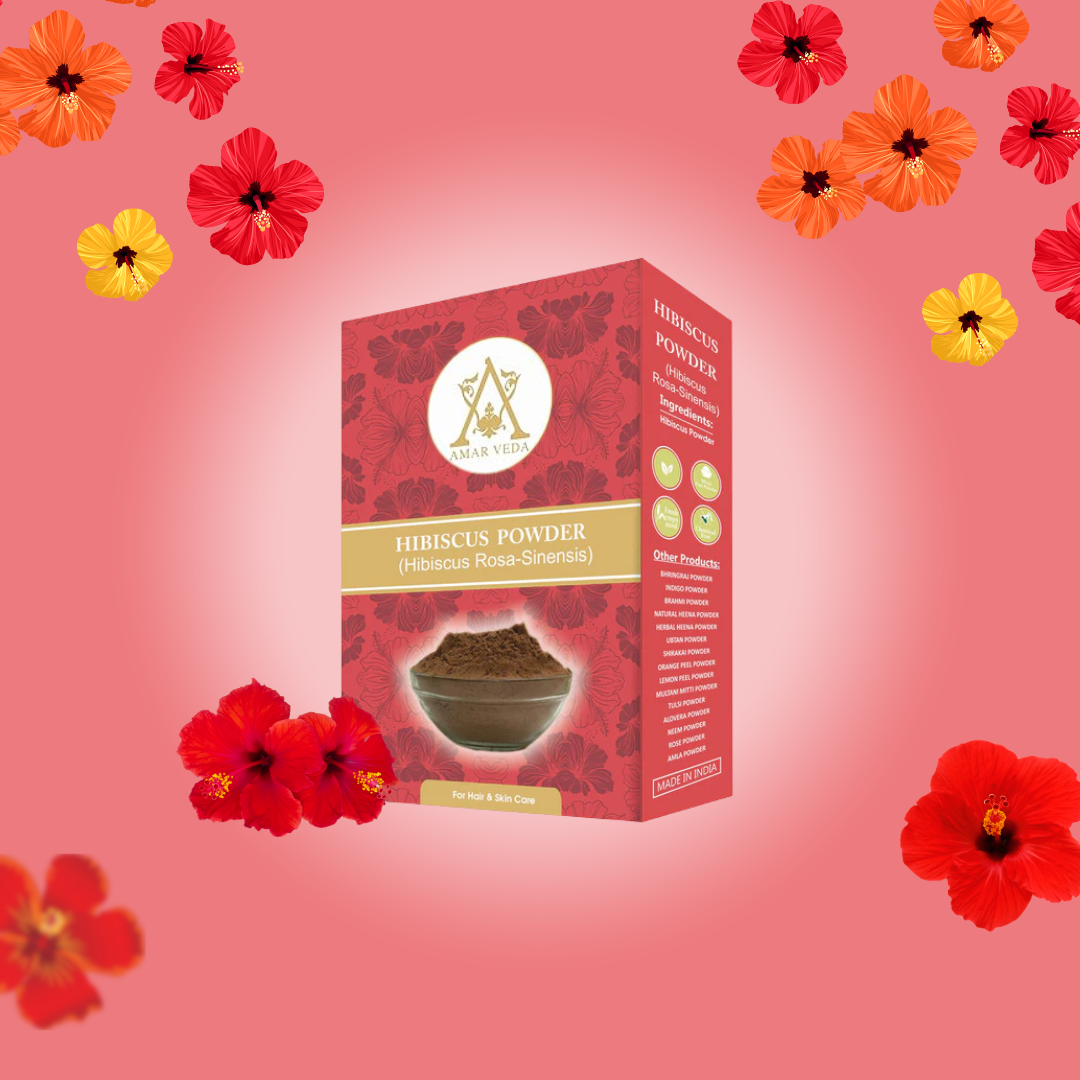 AmarVeda 100% Natural Hibiscus Flower Powder in Eco-Friendly Packaging