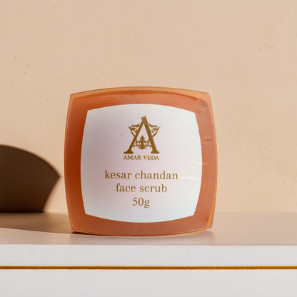 AmarVeda Kesar Chandan Face Scrub for glowing skin – Ayurvedic herbal exfoliator with saffron and sandalwood