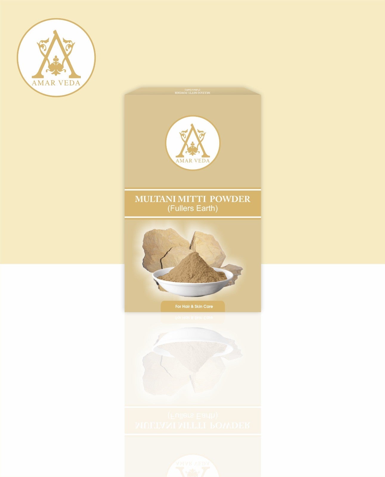 Natural Multani Mitti face and hair pack by Amarveda – brightens skin and reduces oil