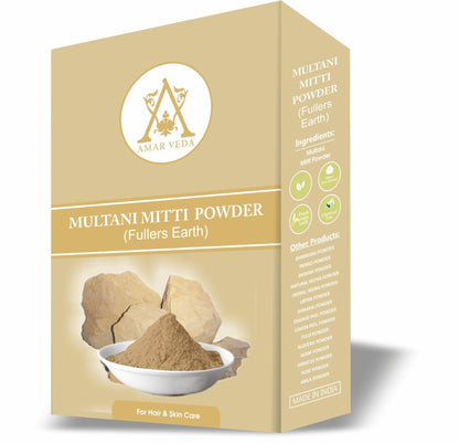Natural Multani Mitti face and hair pack by Amarveda – brightens skin and reduces oil